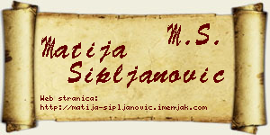 Matija Sipljanović vizit kartica